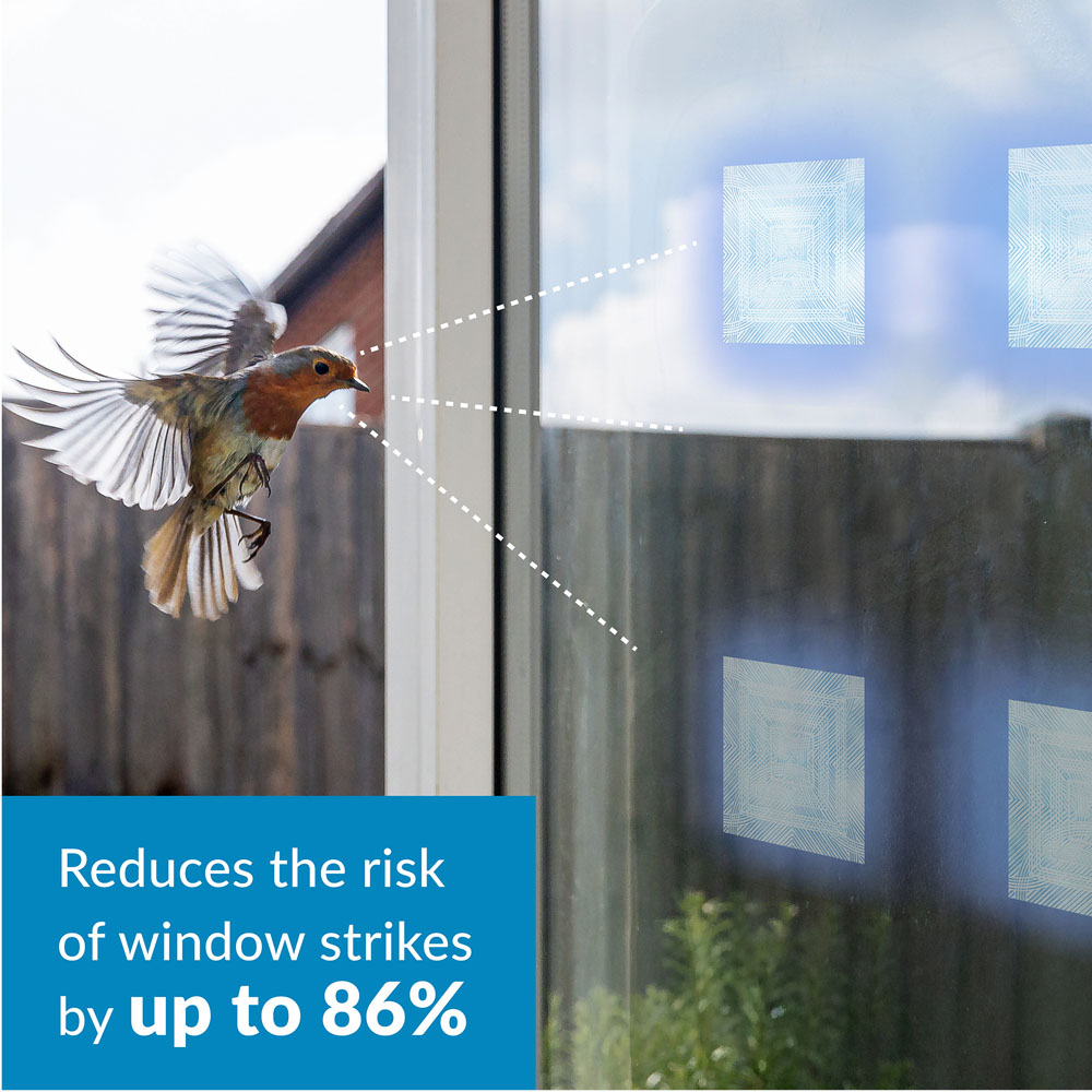 Bird's Eye View - Clear Etched Bird Deflectors 10cm 6-pack (600sq.cm)